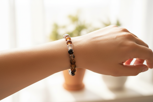 Bracelet Sardonyx Agate Perles Naturelles 8 mm | Bandes Naturelles | Force & Protection | Lithothérapie | Fait Main France livraison gratuite