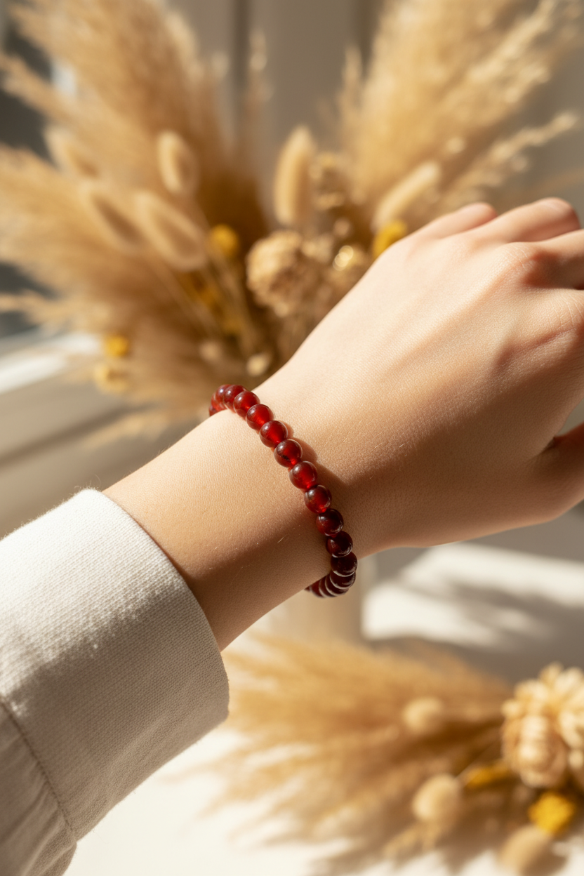 Bracelet Élastique Agate Rouge Naturelle 8 mm – Vitalité & Protection | Lithothérapie | Fait Main France livraison gratuite