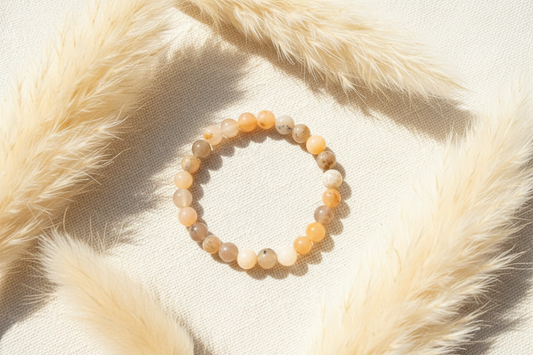 Bracelet Aragonite Perles Naturelles 8 mm | Ancrage & Douceur | Élastique 18 cm | Lithothérapie | Fait Main France livraison gratuite