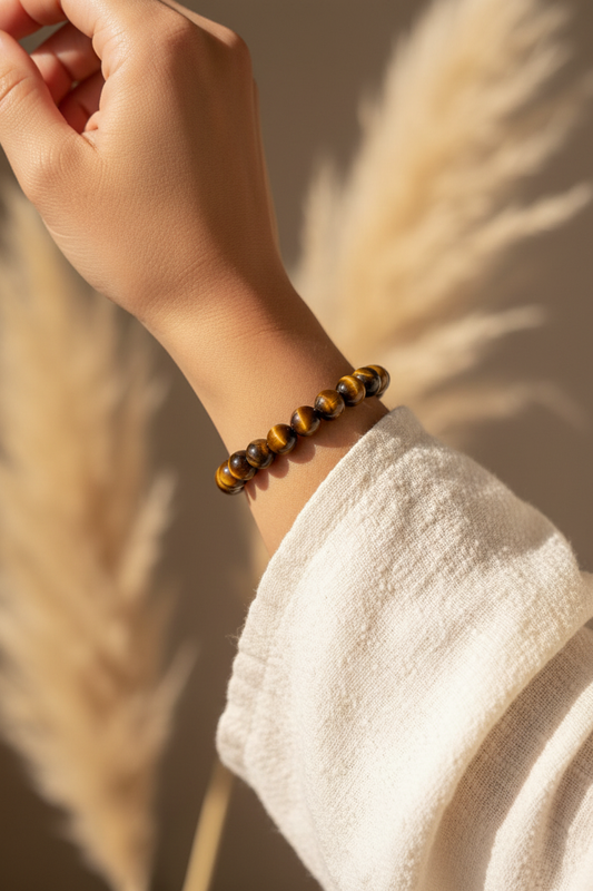 Bracelet Élastique Œil de Tigre Naturel AAA – Confiance, Concentration & Lithothérapie | Unisexe | Fait Main France livraison gratuite