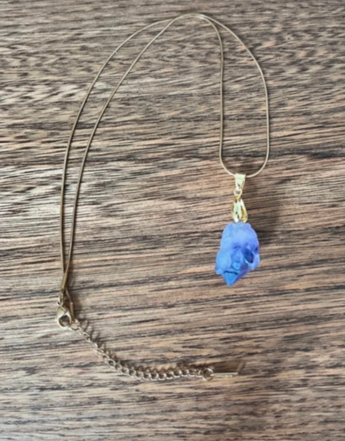 Collier chaine dorée inoxydable pierre naturelle Améthyste - Pierres Argentées & Perles Dorées