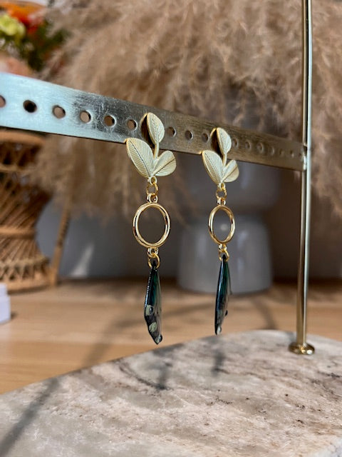 Boucles d'oreilles dorées inoxydable aile de fée - fairycore