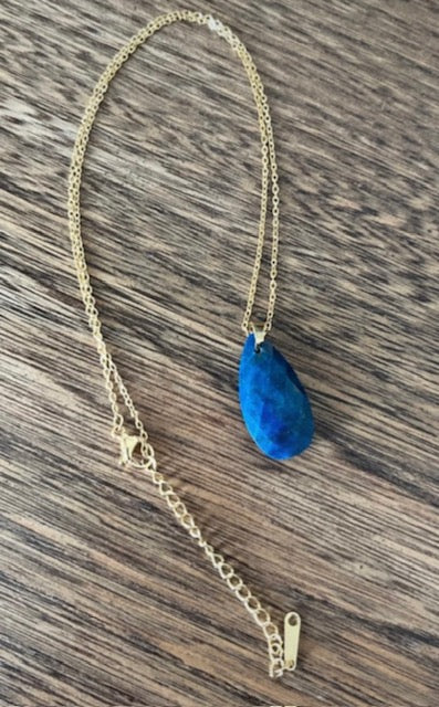 Collier Apatite Bleue de Madagascar | Chaîne Dorée Acier Inoxydable | Bijou Lithothérapie