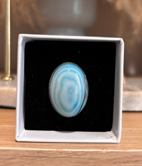 Bague Aventurine Bleue Ajustable – Pierre Naturelle Apaisante & Acier Inoxydable | PAPD