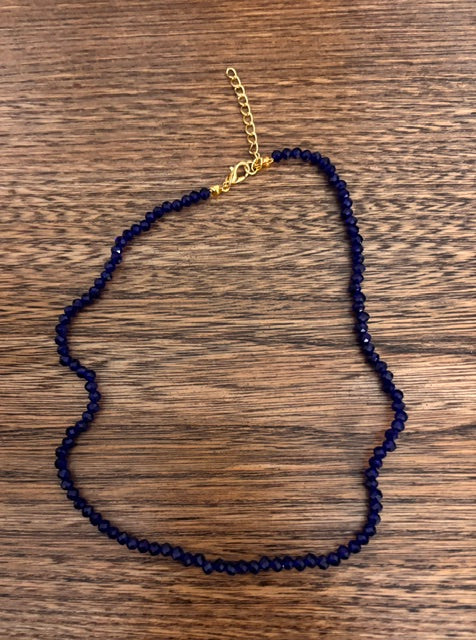 Collier Perles Facettées Bleues, Rouges ou Noires – Bijou Bohème Élégant 45 cm