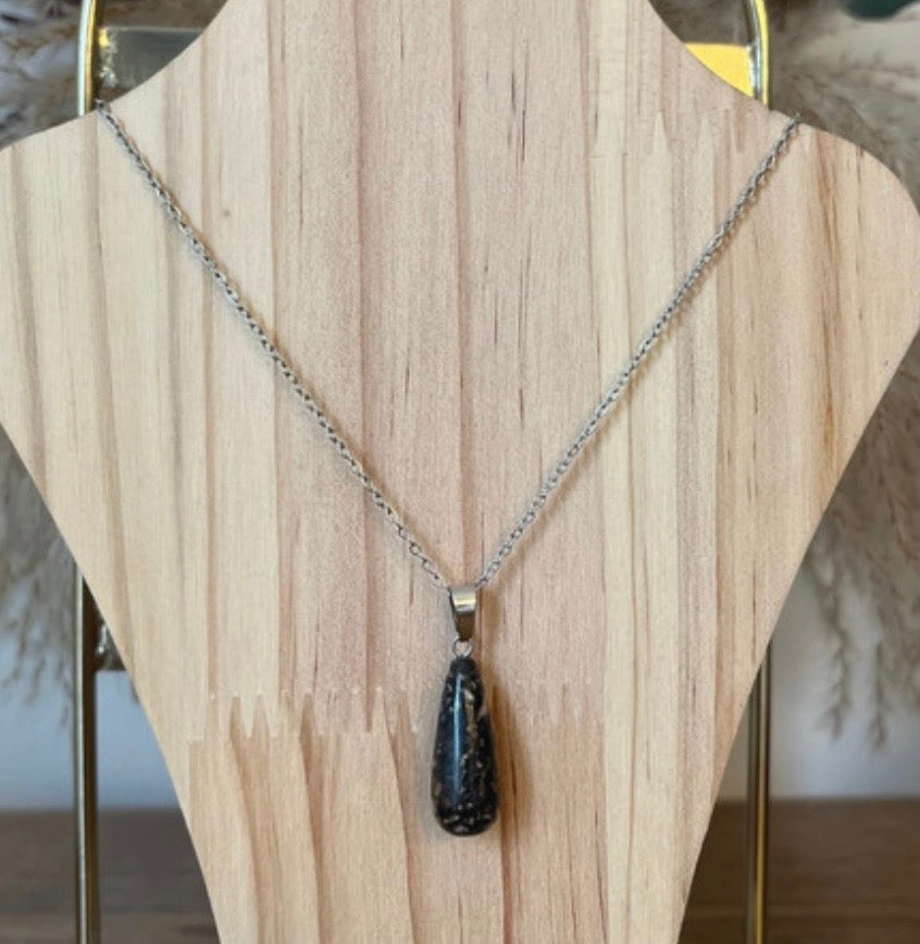 Collier Rhodonite | Chaîne Maillons Argentée Acier Inoxydable