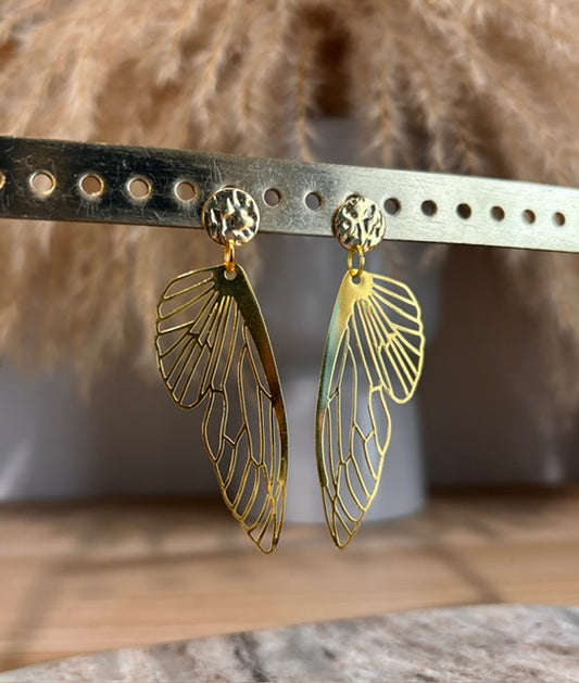 Boucles d'oreilles Aile de fée en filigrane – Acier Inoxydable doré | PAPD