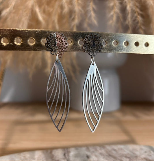 Boucles d'oreilles Aile de Papillon en filigrane – Acier Inoxydable Argenté | PAPD