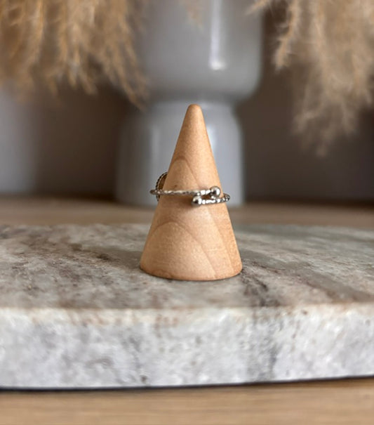 Bague Agate Mousse – Pierre Naturelle Créative | Monture Argentée Fine Ajustable Inoxydable