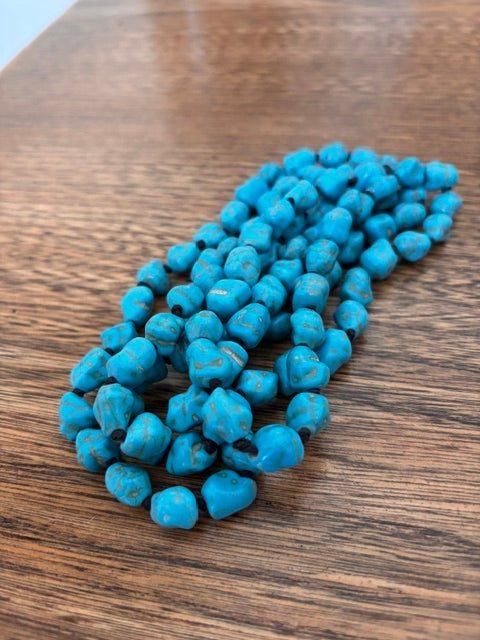 Collier Perles de Turquoise Naturelles Irrégulières – Bohème Chic 115 cm