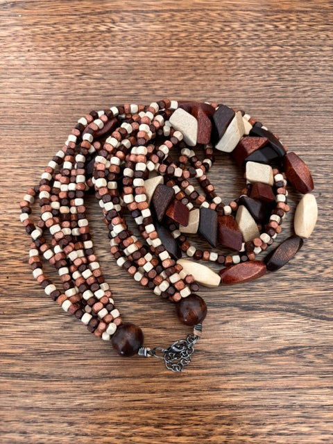 Collier Bois Naturel Superposé – Style Bohème
