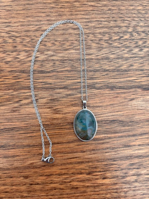 Collier Apatite Bleue | Chaîne Maillons Argentés Inoxydable 44 cm