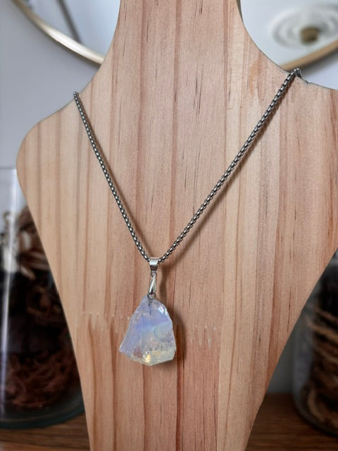 Collier Opale d'Éthiopie Naturelle | Chaîne Argentée 60 cm | Bélière Argent 925 – PAPD