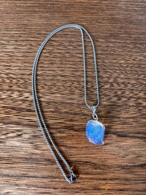 Collier Opale d'Éthiopie Naturelle | Chaîne Argentée 60 cm | Bélière Argent 925 – PAPD