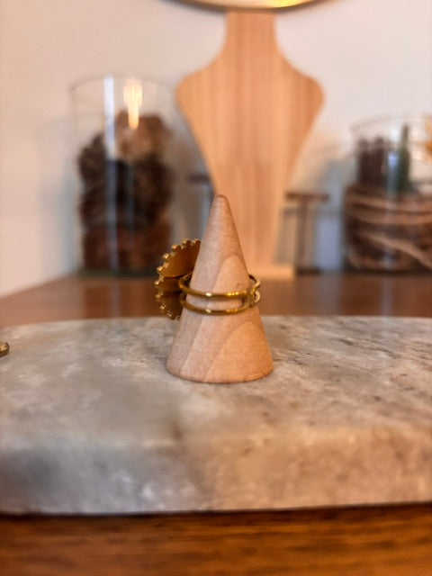 Bague Soleil Doré Ajustable – Pierre d'Ambre Naturelle | Acier Inoxydable