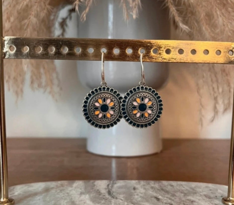 Boucles d'Oreilles Dormeuses Argentées Pendentif Turquoise Marine | Été Bohème | Acier 316L