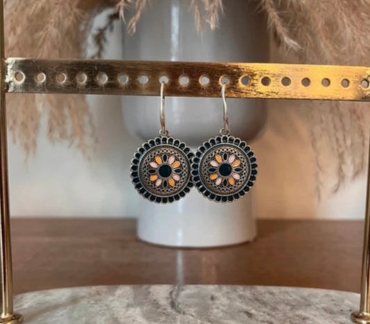 Boucles d'Oreilles Dormeuses Argentées Pendentif Turquoise Marine | Été Bohème | Acier 316L