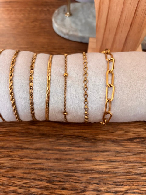 Lot de 8 Bracelets Dorés à Superposer – Acier Inoxydable | Mauvais Œil, Gourmette, Tressé