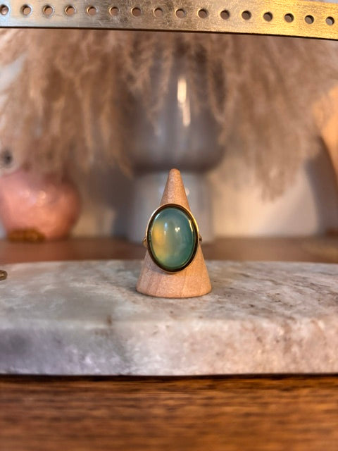 Bague Aventurine Bleue Ajustable – Acier Inoxydable | Pierre Naturelle
