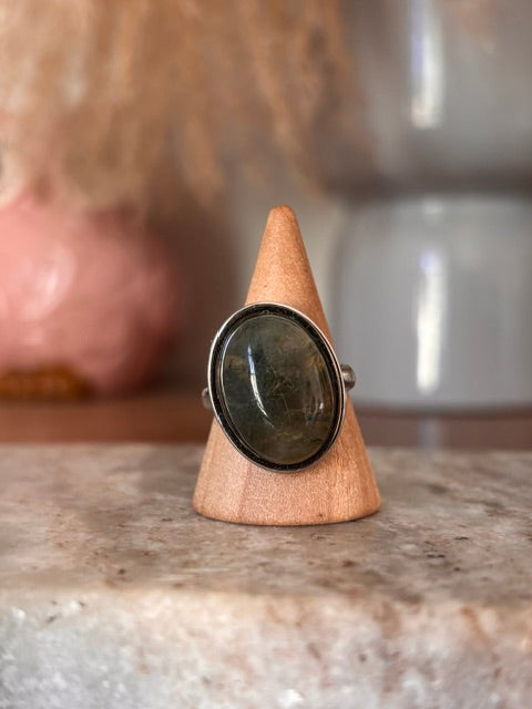 Bague Quartz à Inclusions Naturel Ajustable | Acier Inoxydable | Lithothérapie Bohème