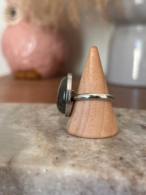 Bague Quartz à Inclusions Naturel Ajustable | Acier Inoxydable | Lithothérapie Bohème