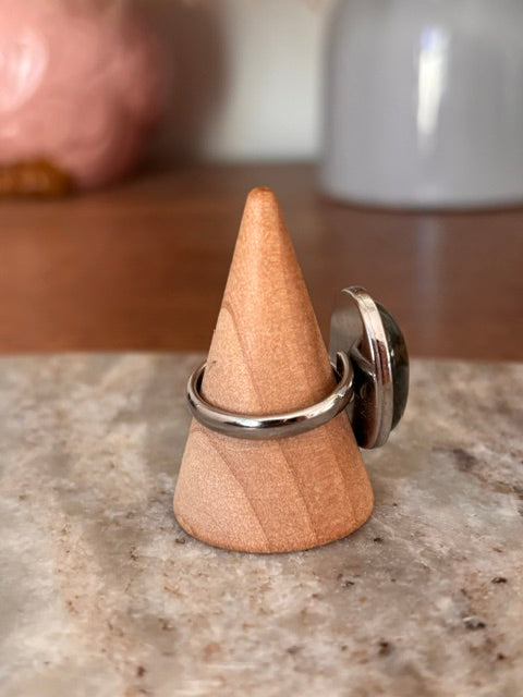 Bague Quartz à Inclusions Naturel Ajustable | Acier Inoxydable | Lithothérapie Bohème
