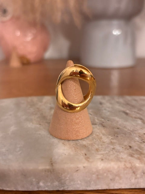 Bague Anneau Croisé Dorée Ajustable – Acier Inoxydable Hypoallergénique | Style Bohème Chic
