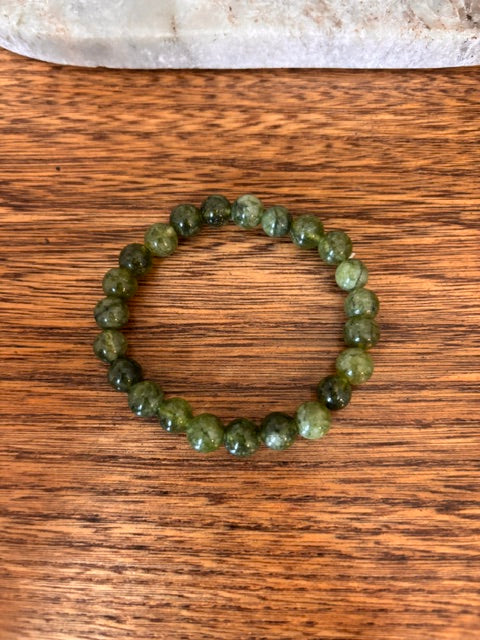 Bracelet Perles Jade Néphrite Naturel 8 mm – Élastique Unisexe | Harmonie, Chance & Longue Vie | Lithothérapie