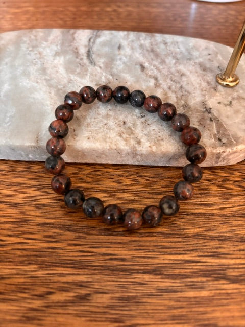 Bracelet Perles Rhodonite Naturelle 8 mm – Élastique Unisexe | Amour, Pardon & Apaisement Émotionnel | Lithothérapie