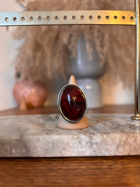 Bague ajustable Agate Veine de Dragon | Or & Argent inoxydable | Pierre naturelle