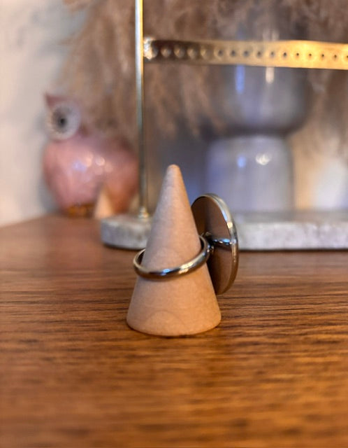 Bague Ajustable Cornaline | Grand Cabochon 18x25 mm | Acier Argenté Inoxydable | PAPD