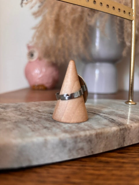Bague ajustable Paon | Acier inoxydable argenté | Couleurs intenses | Fantaisie estivale | PAPD