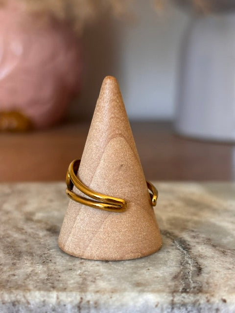 Bague Dorée Résine Blanche | Ajustable & Inoxydable | PAPD