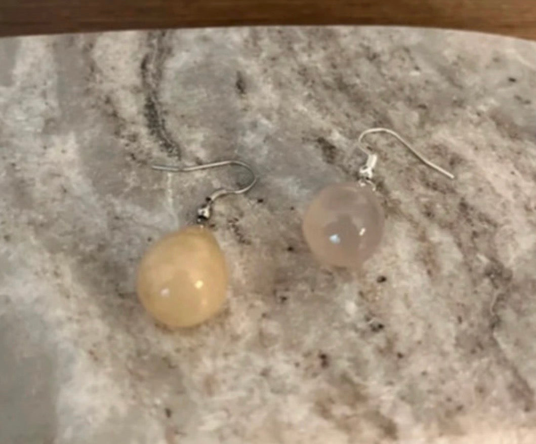 Boucles d'Oreilles Dormeuses Pendantes | Cristal de Roche & Pierre de Lune | Argent 925