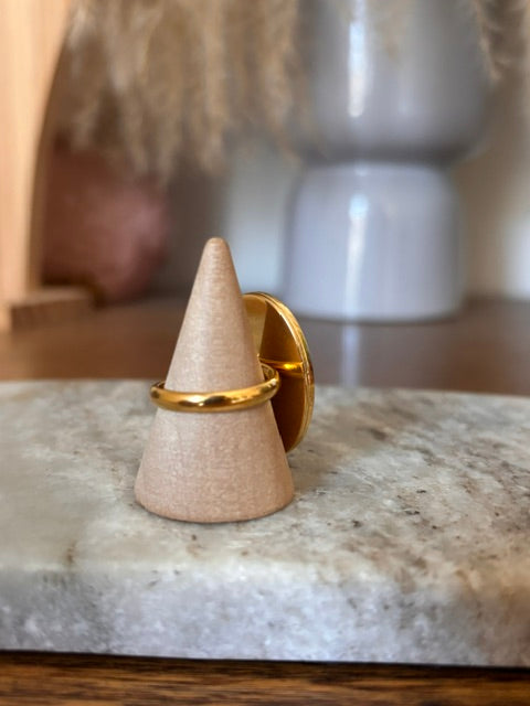 Bague Ajustable Œil de Tigre – Acier Inoxydable Doré 18×25 mm