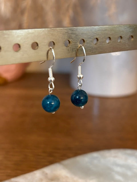 Dormeuses Argent 925 · Œil de Tigre Bleu · Pierre Naturelle | Bijou Artisanal Femme & Enfant