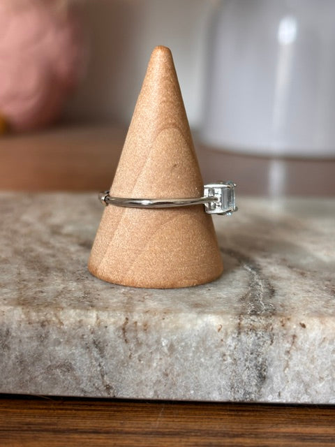 Bague Ajustable Argent 925 Rhodié – Pierre Topaze Bleue Naturelle Certifiée | Bijou Femme Lithothérapie