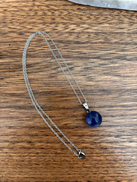 Collier Lapis Lazuli – Chaîne Argentée 44 cm | Pierre Naturelle Artisanale