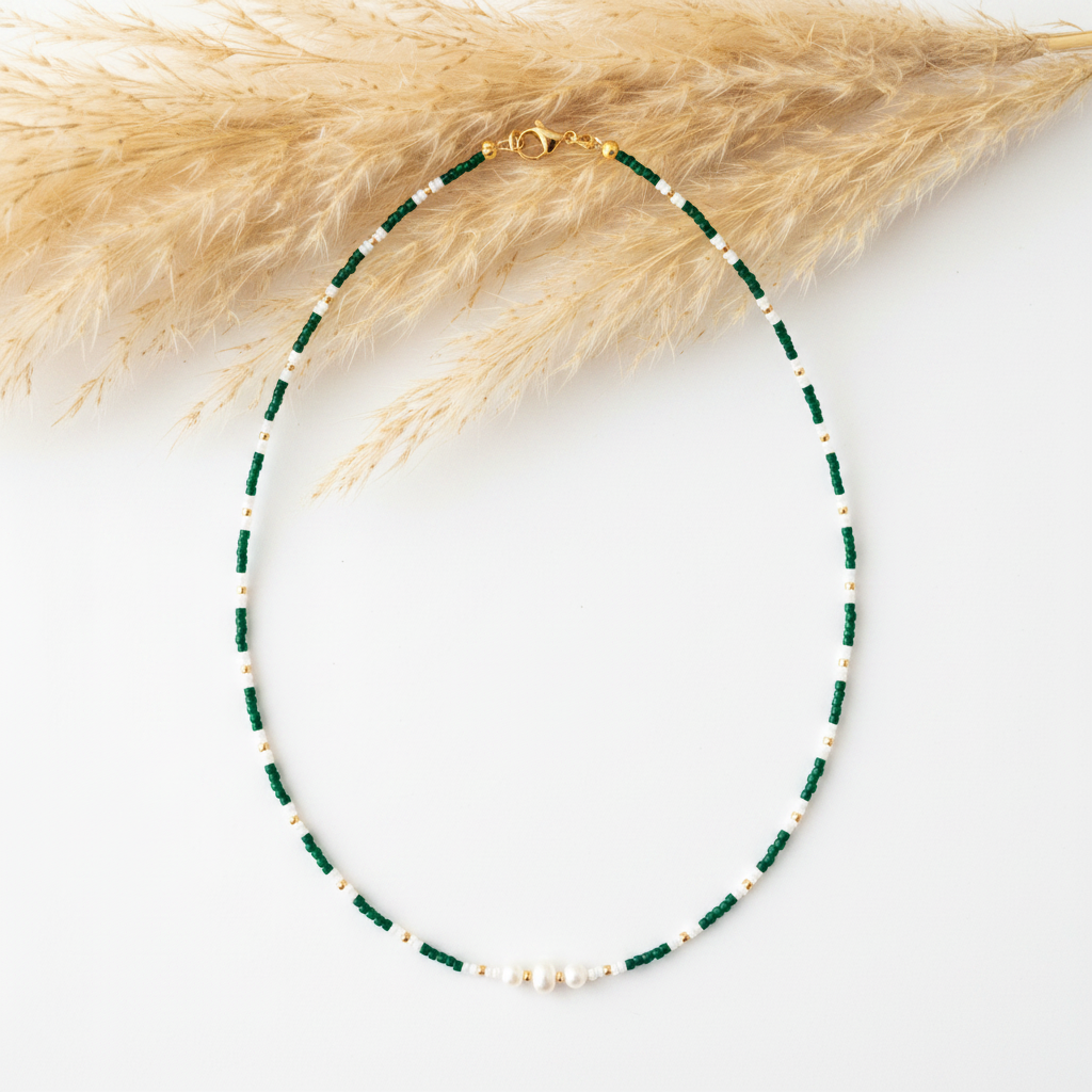 Collier Marinière Perles Miyuki & Nacre – Fait Main France