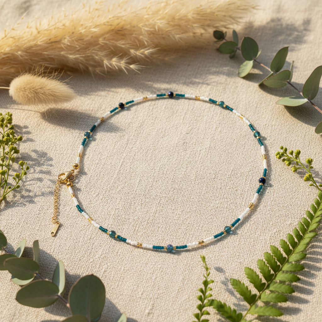 Collection Signature - Collier Miyuki Bleu Canard & Agate Bleue – Fait Main en France | PAPD
