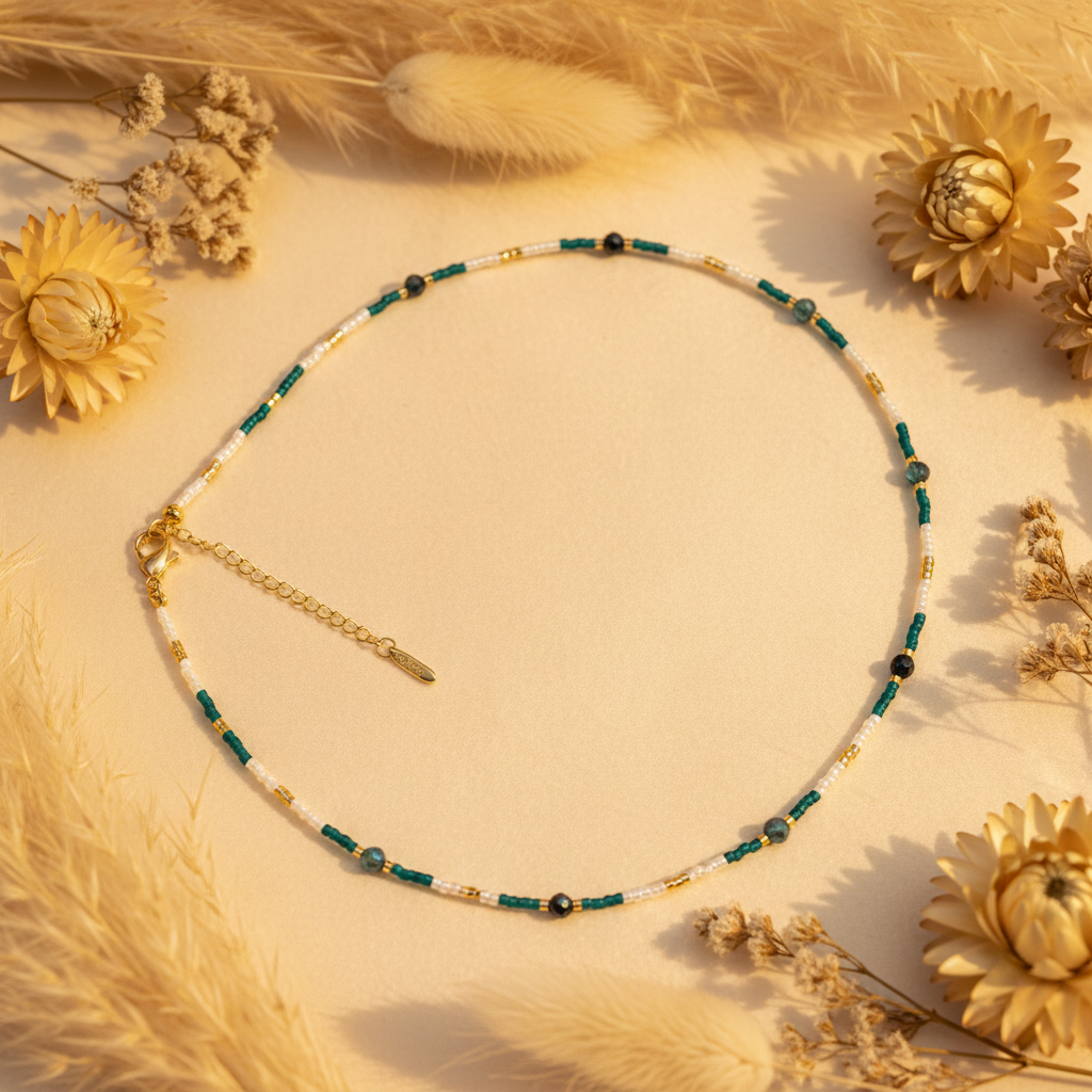 Collection Signature - Collier Miyuki Bleu Canard & Agate Bleue – Fait Main en France | PAPD