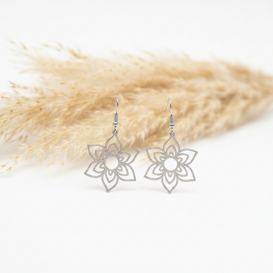 Crochets Filigrane Fleur Bohème | Or ou Argenté | Acier 316L