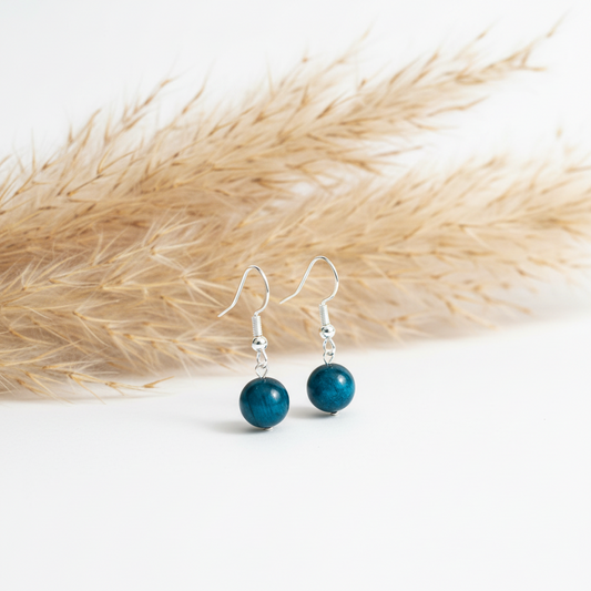 Boucles d’oreilles en argent 925, perles œil de tigre bleu pendantes