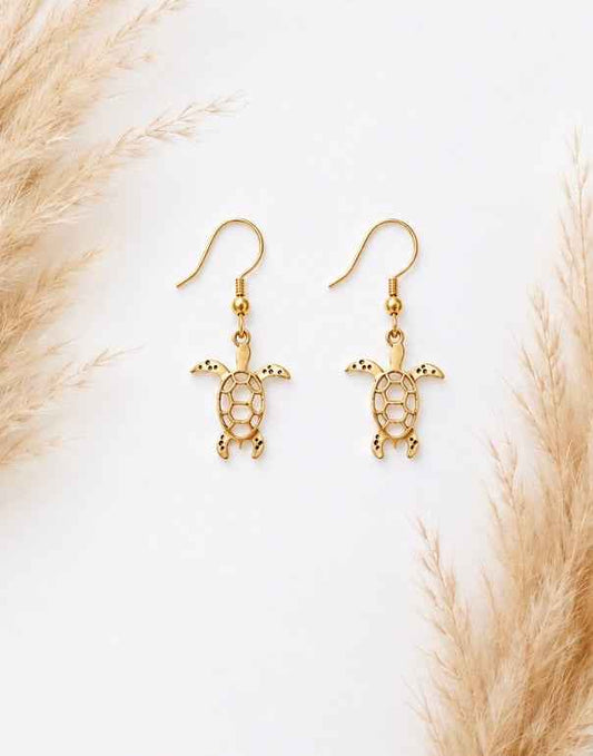 Boucles d'oreilles dormeuses tortue filigrane - Acier Inoxydable - PAPD
